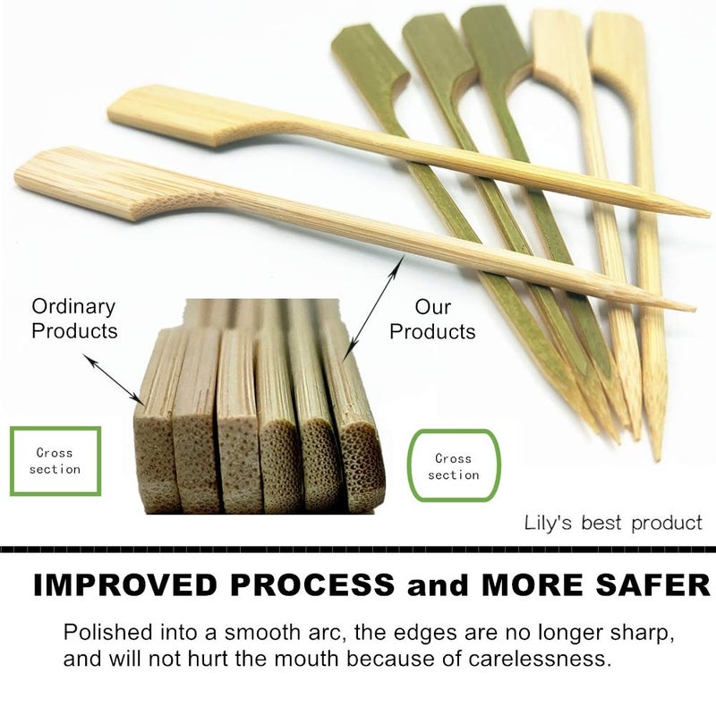 HOPELF 10 inch Bamboo Paddle Picks Skewers for Shish Kabobï¼ŒFruit Kabobsï¼ŒBBQï¼ŒKitchenï¼ŒGrillingï¼ŒBarbeque Snacks.Wood pick More Size Choices 3.5''/ 4.7''/ 7''/ 10'' (Pack of 100) - Image 2